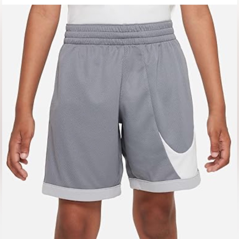Nike Boys Dri-Fit Basketball Shorts in Gray and White| Size: L